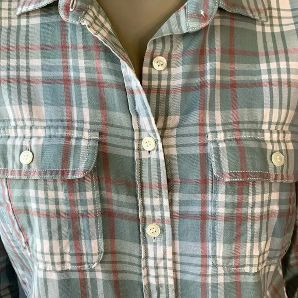 J. Crew Perfect Shirt Western Plaid Button Up Long Sleeves Size S Green Cotton - Picture 5 of 15